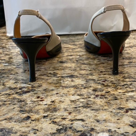 Christian Louboutin Tan and Black Slingback Heels, 37.5 Sophisticated!!! - Picture 4 of 13